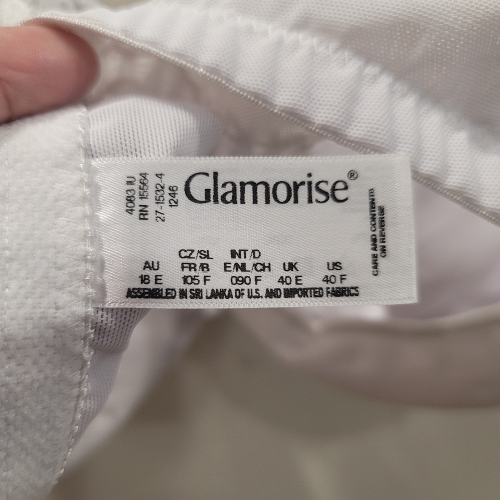 Sz 40F White Glamorise WonderWire Front Closure T-back Bra - Picture 5 of 8